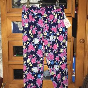 A flowing floral print pants